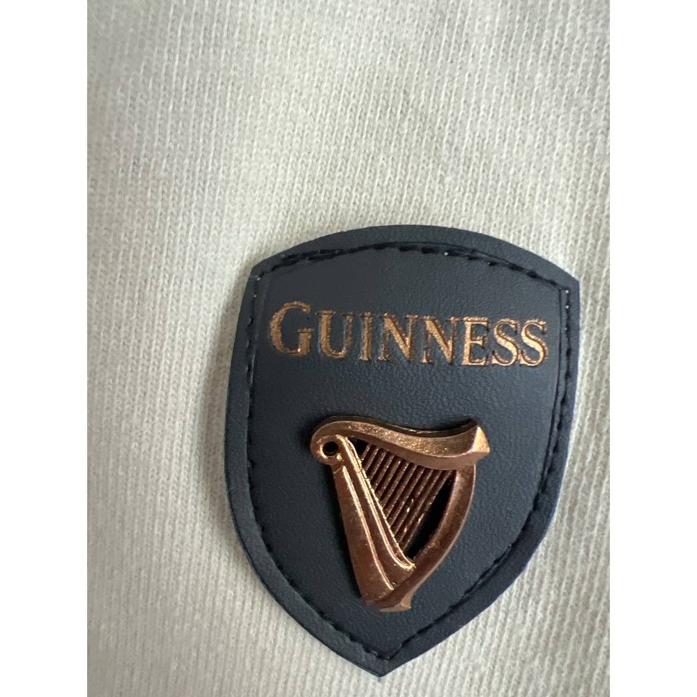 Guinness Mens Striped Rugby Shirt XXL Grey Cream Cotton Elbow Patches 1759 Harp - Picture 4 of 10